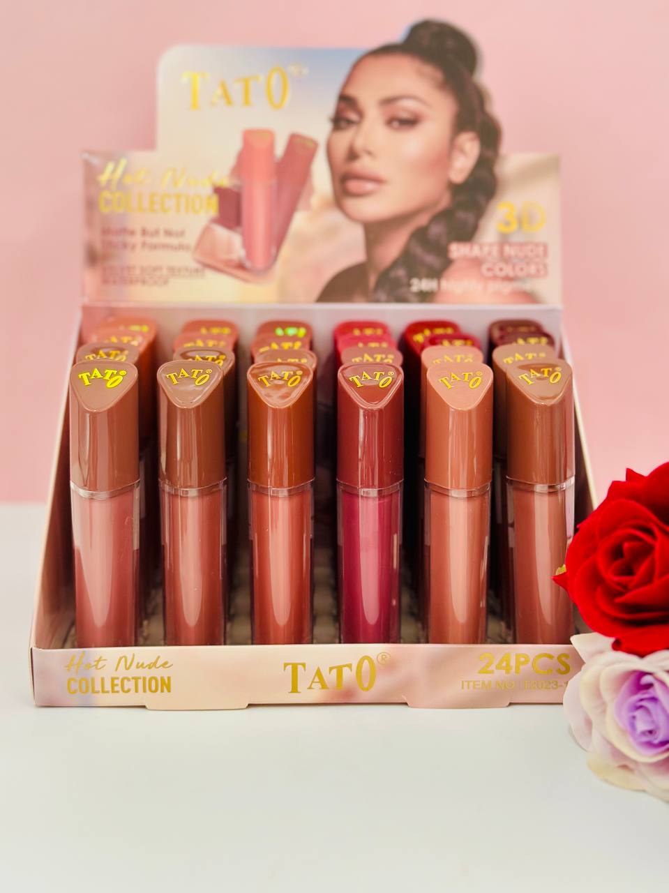 پک ۱۲ عددی رژ لب سه‌بعدی مایع مات و مخملی ۲۴ ساعته تات